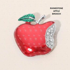 Teacher Apple Rhinestone Brooch Pin Cute Teacher Gift